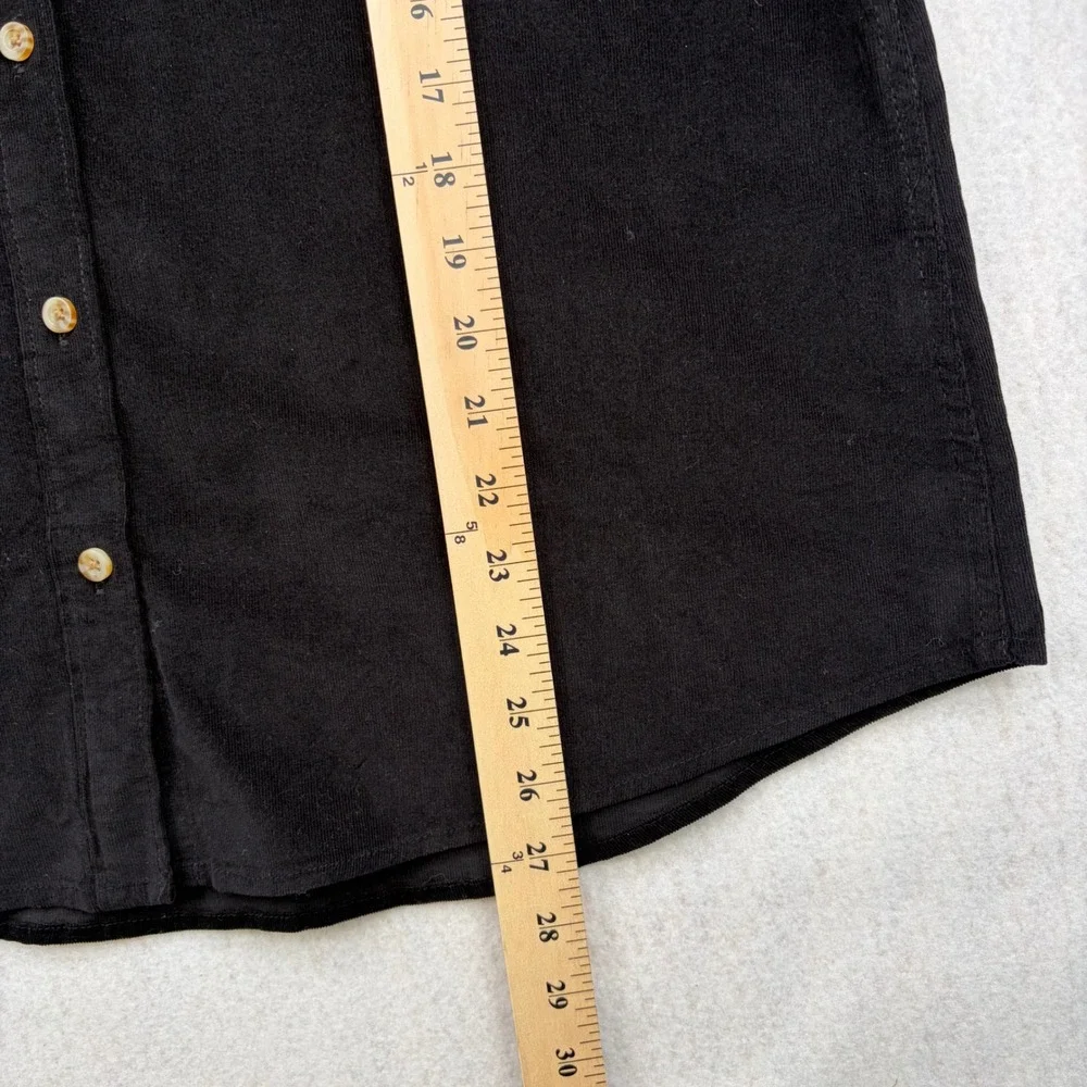 Jachs Girlfriend Womens Black Corduroy Button Down Shirt Long Sleeve Size L NWT